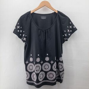 Charter Club Womens Short Sleeve Shirt Top Size L Petite 100% Cotton